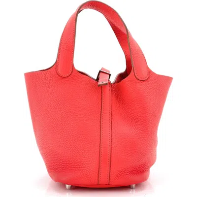 Pre-owned Hermes  Hermes Picotin Bag Clemence Pm In Pink