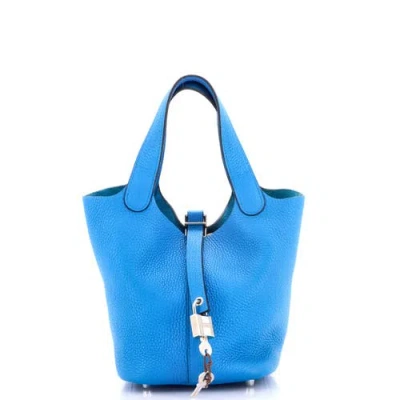 Pre-owned Hermes  Hermes Picotin Lock Bag Clemence Pm In Blue