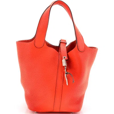 Pre-owned Hermes  Hermes Picotin Lock Bag Clemence Pm In Orange