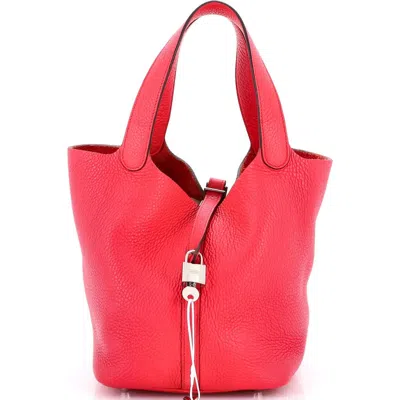 Pre-owned Hermes  Hermes Picotin Lock Bag Clemence Pm In Pink