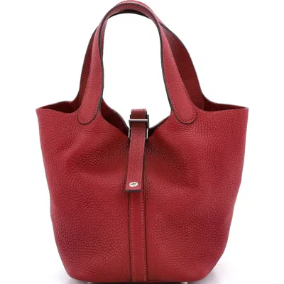 Pre-owned Hermes  Hermes Picotin Lock Bag Clemence Pm In Red
