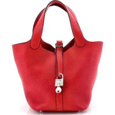 Pre-owned Hermes  Hermes Picotin Lock Bag Clemence Pm In Red