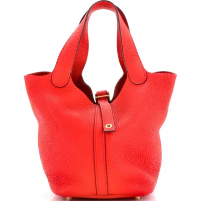 Pre-owned Hermes  Hermes Picotin Lock Bag Clemence Pm In Red