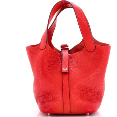 Pre-owned Hermes  Hermes Picotin Lock Bag Clemence Pm In Red