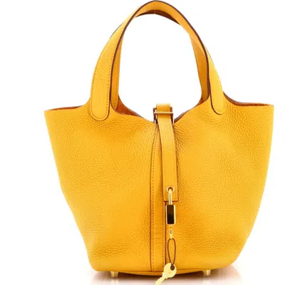 Pre-owned Hermes  Hermes Picotin Lock Bag Clemence Pm In Yellow