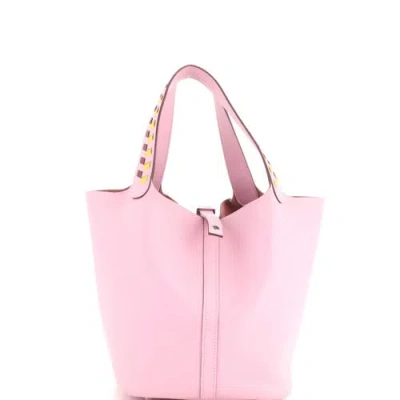 Pre-owned Hermes  Hermes Picotin Lock Bag Tressage Epsom Mm In Pink