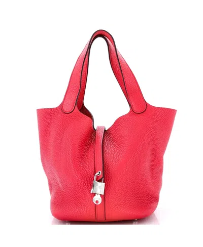 Pre-owned Pre-owned Hermes  Hermes Picotin Lock Leather Bucket Bag In Pink