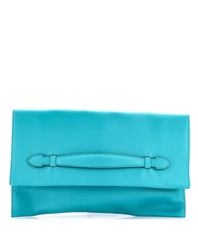 Pre-owned Pre-owned Hermes  Hermes Pliplat Clutch Evercolor In Blue