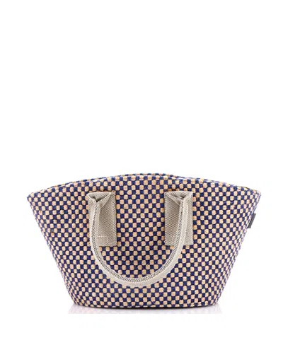 Pre-owned Pre-owned Hermes  Hermes Pm Basket Weave Tote Woven Jute In Blue/ Natural
