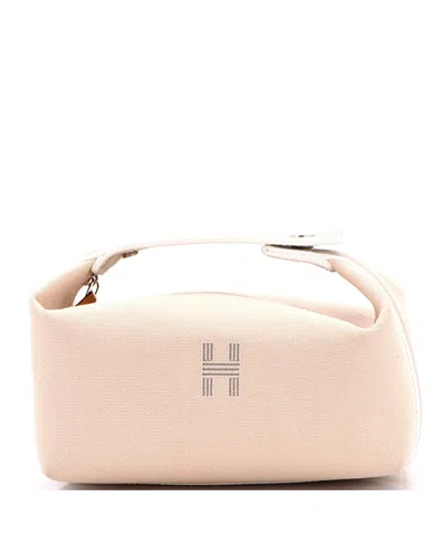 Pre-owned Pre-owned Hermes  Hermes Pm Bride-a-brac Travel Case Toile In Neutral