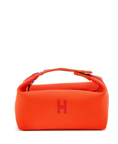 Pre-owned Pre-owned Hermes  Hermes Pm Bride-a-brac Travel Case Toile In Orange