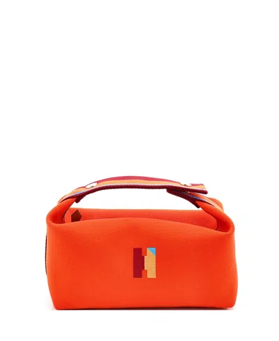 Pre-owned Pre-owned Hermes  Hermes Pm Bride-a-brac Travel Case Toile In Orange