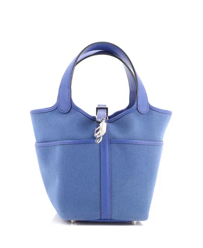 Pre-owned Pre-owned Hermes  Hermes Pm Cargo Picotin Lock Bag Canvas And Swift In Blue