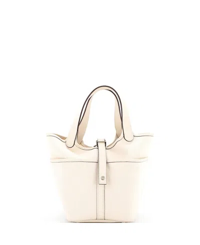 Pre-owned Pre-owned Hermes  Hermes Pm Cargo Picotin Lock Bag Canvas And Swift In Neutral