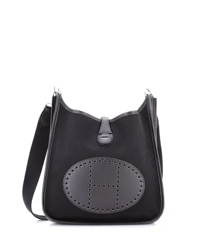 Pre-owned Pre-owned Hermes  Hermes Pm Evelyne Bag Gen I Toile And Leather In Black