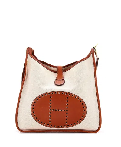 Pre-owned Pre-owned Hermes  Hermes Pm Evelyne Bag Gen I Toile And Leather In Brown