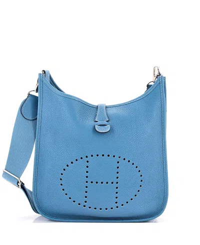 Pre-owned Pre-owned Hermes  Hermes Pm Evelyne Bag Gen Iii Clemence In Blue