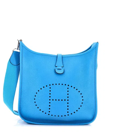 Pre-owned Pre-owned Hermes  Hermes Pm Evelyne Bag Gen Iii Clemence In Blue
