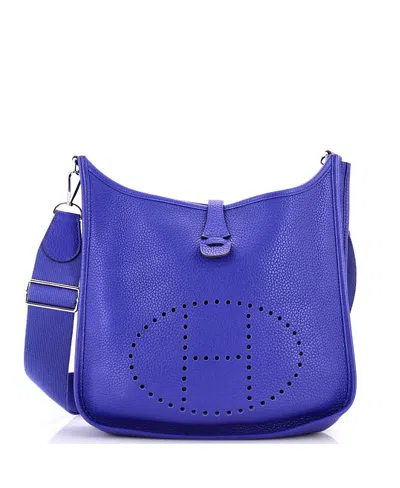 Pre-owned Pre-owned Hermes  Hermes Pm Evelyne Bag Gen Iii Clemence In Blue