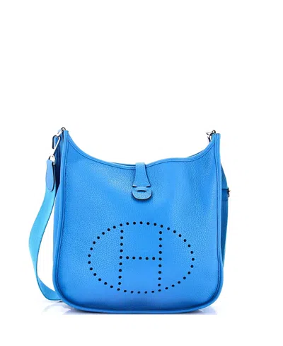 Pre-owned Pre-owned Hermes  Hermes Pm Evelyne Bag Gen Iii Clemence In Blue