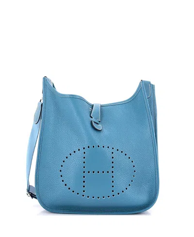Pre-owned Pre-owned Hermes  Hermes Pm Evelyne Bag Gen Iii Clemence In Blue