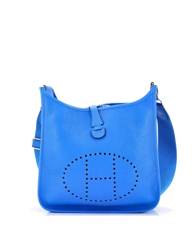 Pre-owned Pre-owned Hermes  Hermes Pm Evelyne Bag Gen Iii Clemence In Blue