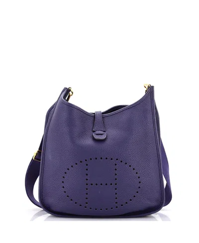 Pre-owned Pre-owned Hermes  Hermes Pm Evelyne Bag Gen Iii Clemence In Blue