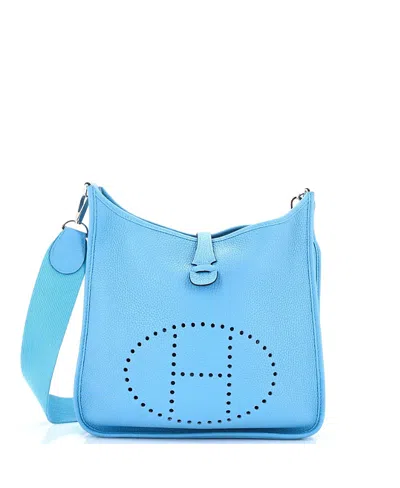 Pre-owned Pre-owned Hermes  Hermes Pm Evelyne Bag Gen Iii Clemence In Blue