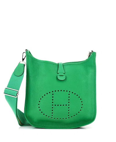 Pre-owned Pre-owned Hermes  Hermes Pm Evelyne Bag Gen Iii Clemence In Green