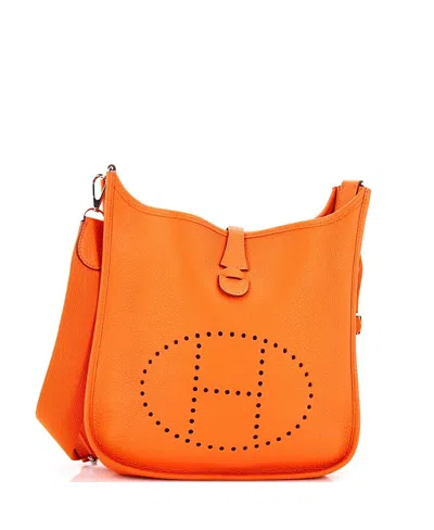 Pre-owned Pre-owned Hermes  Hermes Pm Evelyne Bag Gen Iii Clemence In Orange