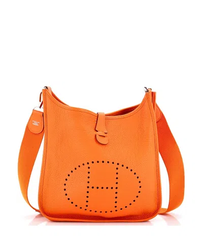 Pre-owned Pre-owned Hermes  Hermes Pm Evelyne Bag Gen Iii Clemence In Orange