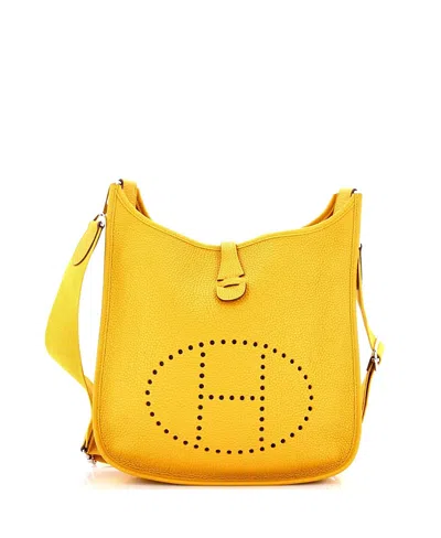 Pre-owned Pre-owned Hermes  Hermes Pm Evelyne Bag Gen Iii Clemence In Yellow