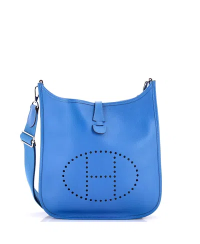 Pre-owned Pre-owned Hermes  Hermes Pm Evelyne Bag Gen Iii Epsom In Blue