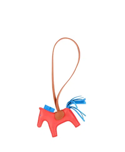 Pre-owned Pre-owned Hermes  Hermes Pm Grigri Rodeo Bag Charm Leather In Pink/ Blue/ Brown