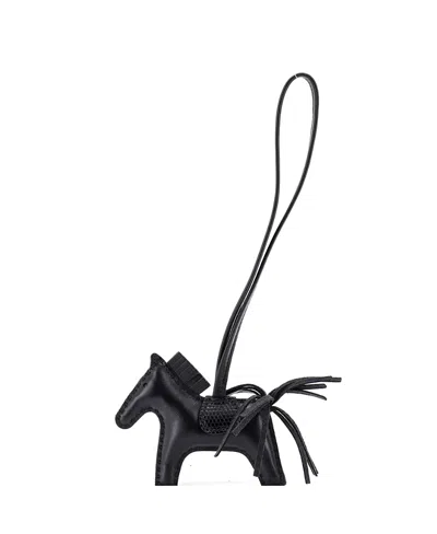 Pre-owned Pre-owned Hermes  Hermes Pm Grigri Rodeo Touch Bag Charm Leather With Lizard In Black
