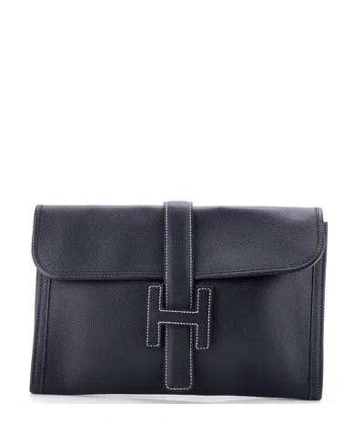 Pre-owned Pre-owned Hermes  Hermes Pm Jige Clutch Epsom In Blue