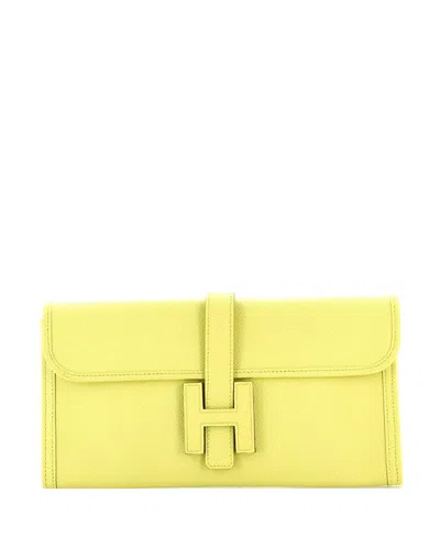 Pre-owned Pre-owned Hermes  Hermes Pm Jige Clutch Epsom In Yellow