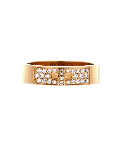 Pre-owned Pre-owned Hermes  Hermes Pm Kelly Ring 18k Gold With Pave Diamonds