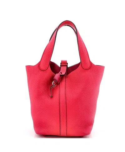 Pre-owned Pre-owned Hermes  Hermes Pm Monochrome Picotin Lock Bag Clemence In Pink