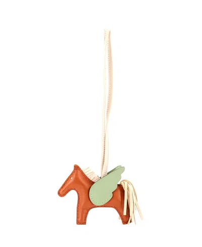 Pre-owned Pre-owned Hermes  Hermes Pm Pegase Rodeo Bag Charm Leather In Brown/ Brown/ Green/ Natural
