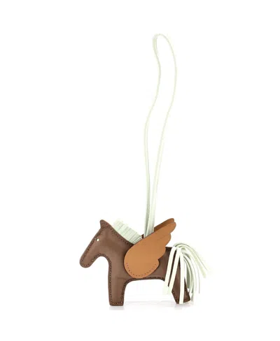 Pre-owned Pre-owned Hermes  Hermes Pm Pegase Rodeo Bag Charm Leather In Gray/ Brown/ Grey/ Green