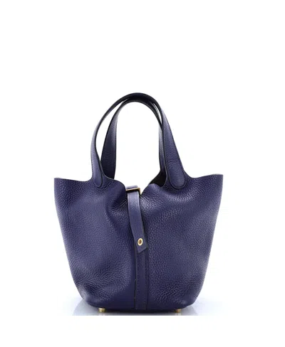 Pre-owned Pre-owned Hermes  Hermes Pm Picotin Bag Clemence In Navy Blue