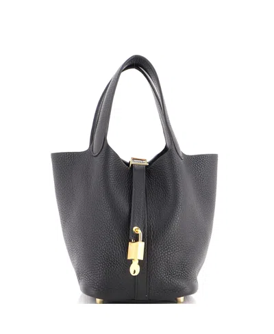 Pre-owned Pre-owned Hermes  Hermes Pm Picotin Lock Bag Clemence In Black