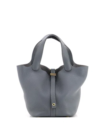 Pre-owned Pre-owned Hermes  Hermes Pm Picotin Lock Bag Clemence In Blue