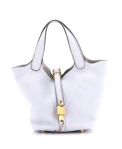Pre-owned Pre-owned Hermes  Hermes Pm Picotin Lock Bag Clemence In Blue