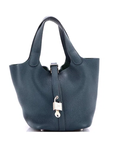 Pre-owned Pre-owned Hermes  Hermes Pm Picotin Lock Bag Clemence In Green