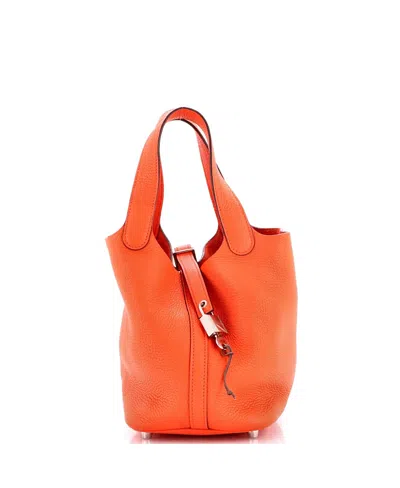 Pre-owned Pre-owned Hermes  Hermes Pm Picotin Lock Bag Clemence In Orange