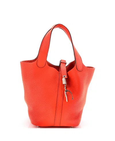 Pre-owned Pre-owned Hermes  Hermes Pm Picotin Lock Bag Clemence In Orange