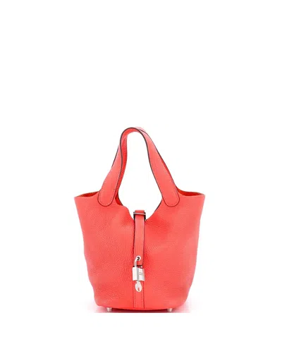 Pre-owned Pre-owned Hermes  Hermes Pm Picotin Lock Bag Clemence In Pink