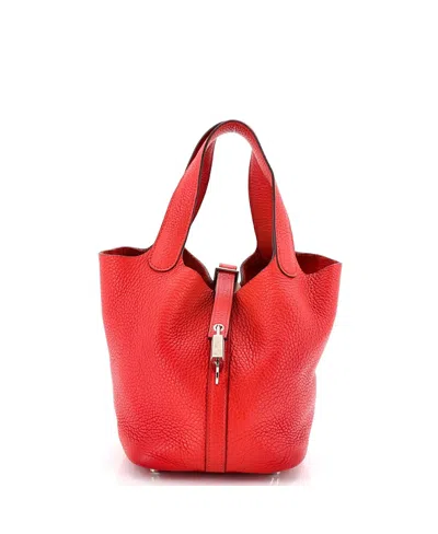 Pre-owned Pre-owned Hermes  Hermes Pm Picotin Lock Bag Clemence In Red